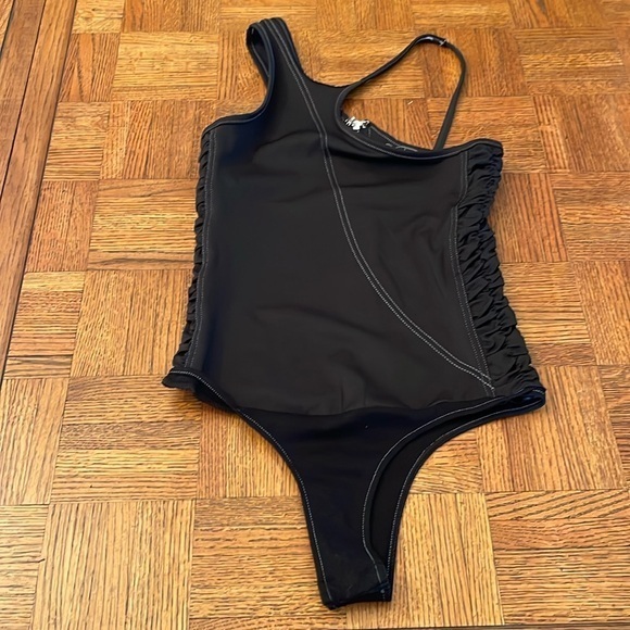 Maniere De Voir Tops - Maniere De Voir Black Bodysuit